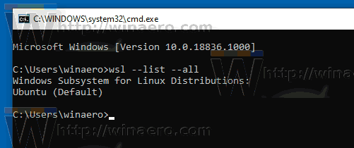 Windows 10 List Installed Distros