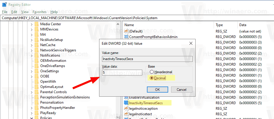 Automatically Lock Windows 10 Computer Tweak