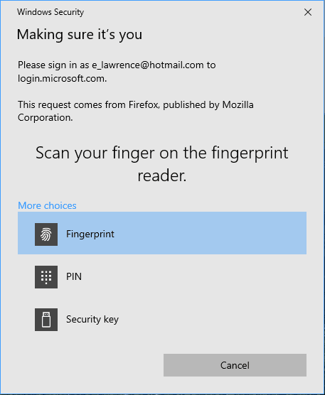 Firefox Windows Hello