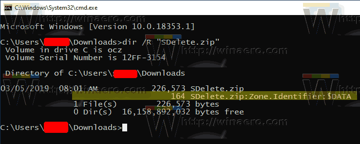 List Alternative NTFS Streams In Windows 10