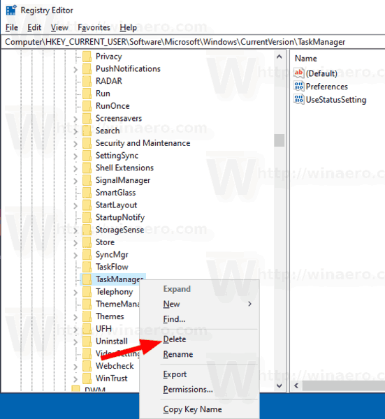 Reset Task Manager In Windows 10