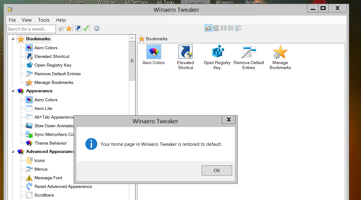 Winaero Tweaker Set Default Home Page