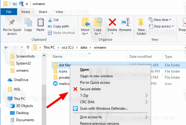 Add Secure Delete Context Menu in Windows 10