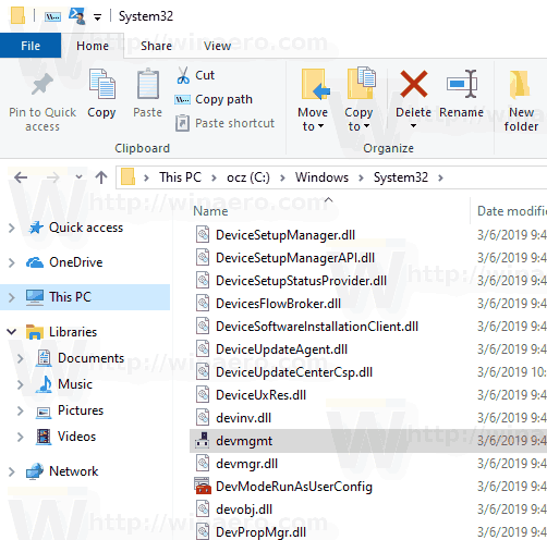 Файл диспетчера устройств Windows 10