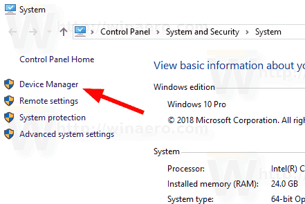 Свойства системы диспетчера устройств Windows 10