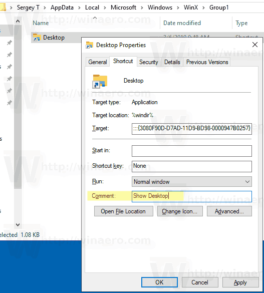 Windows 10 Rename WinX Menu Shortcut