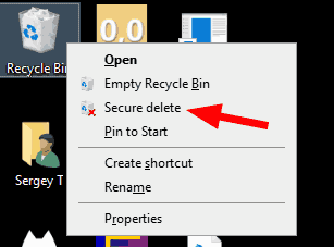 Windows 10 Secure Delete Recycle Bin Context Menu