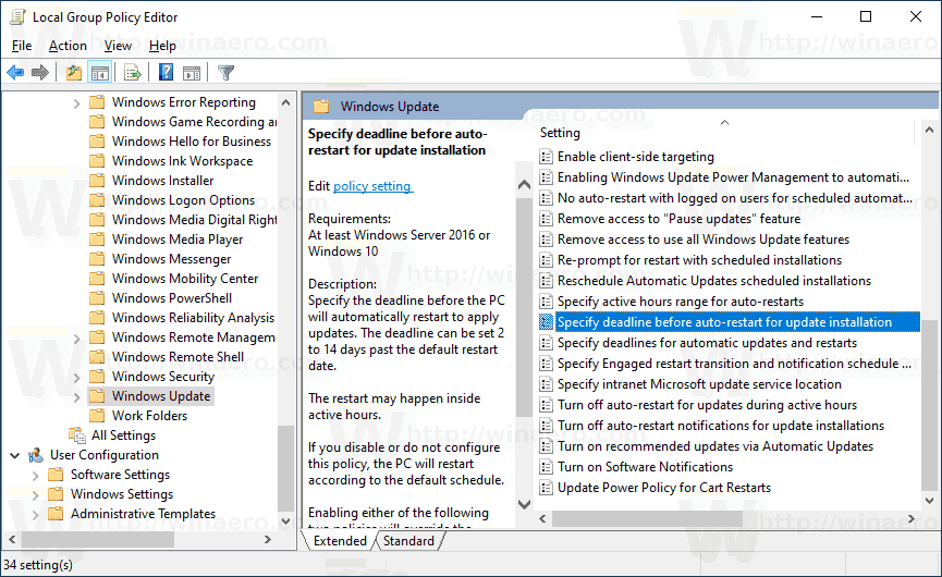 Windows 10 Specify Deadline Before Auto Restart For Update Installation 1