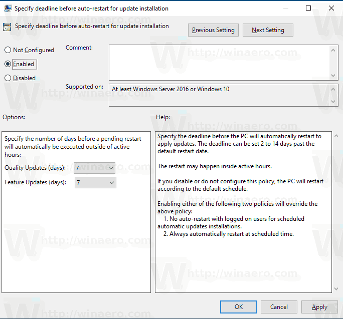 Windows 10 Specify Deadline Before Auto Restart For Update Installation 2
