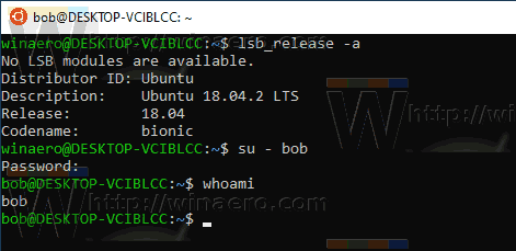 Windows 10 WSL Switch User