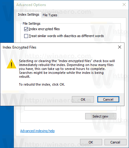 Windows 10 Disable Indexing Of Encrypted Files