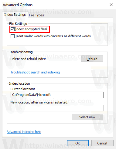Windows 10 позволяет индексировать зашифрованные файлы