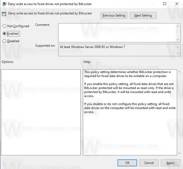 Deny Write to Fixed Drives not Protected by BitLocker