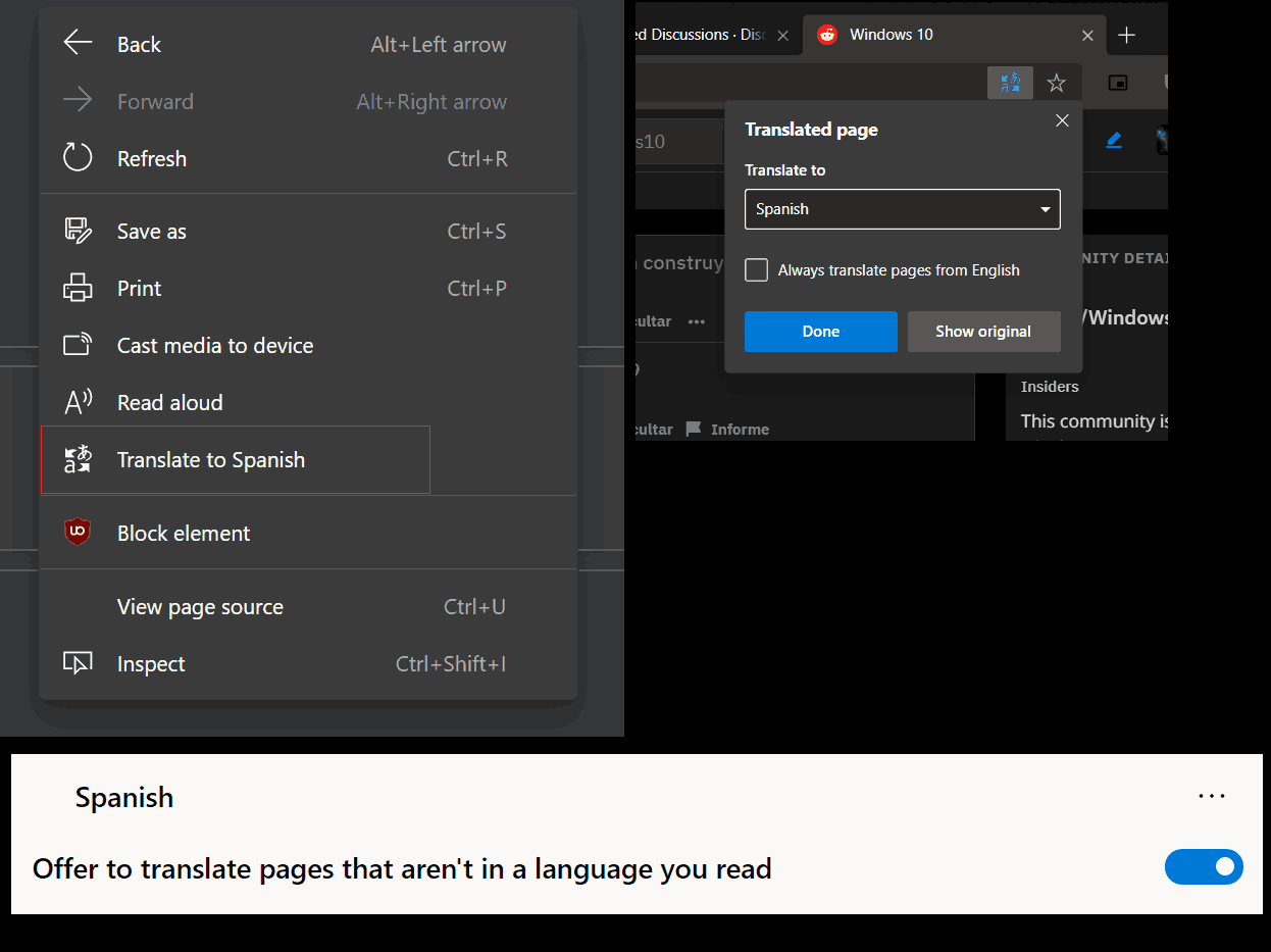 Microsoft Edge Chromium Translator Options 2
