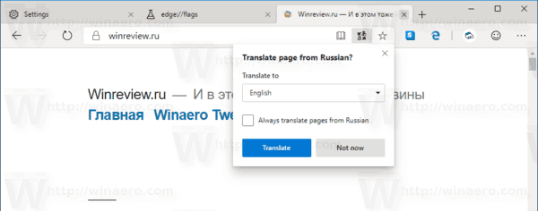 Enable Translator in Microsoft Edge Chromium