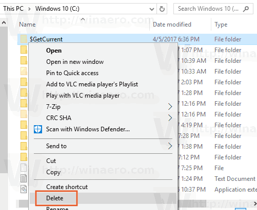 Remove GetCurrent Folder