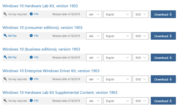 Windows 10 1903 MSDN