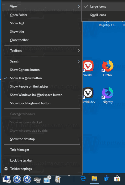 Windows 10 Change All Tasks Toolbar Options