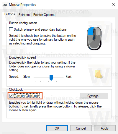 Windows 10 Turn On Click Lock