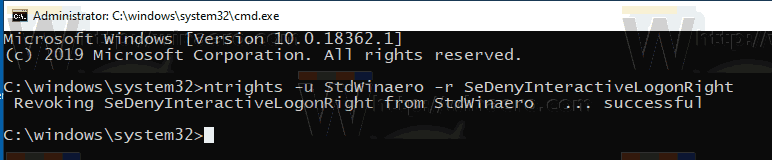 Windows 10 Ntrights Deny Logon Locally