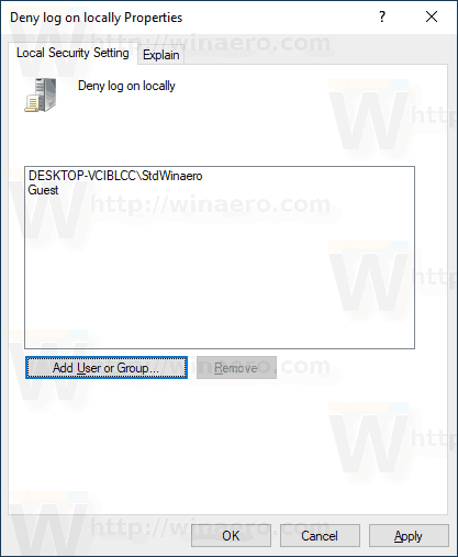Windows 10 Secpol Запретить вход в систему локально 8