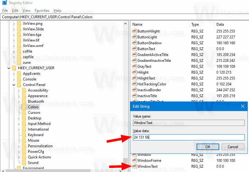 Windows 10 Изменить цвет текста в окне