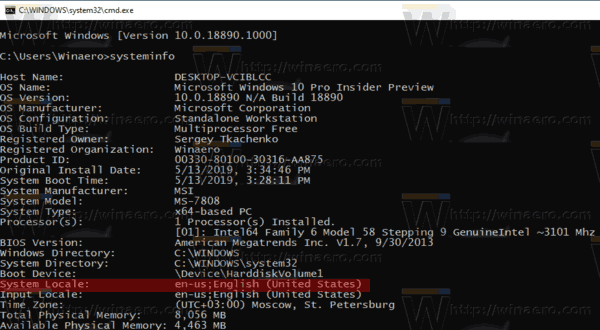 Windows 10 Current Locale Command Prompt