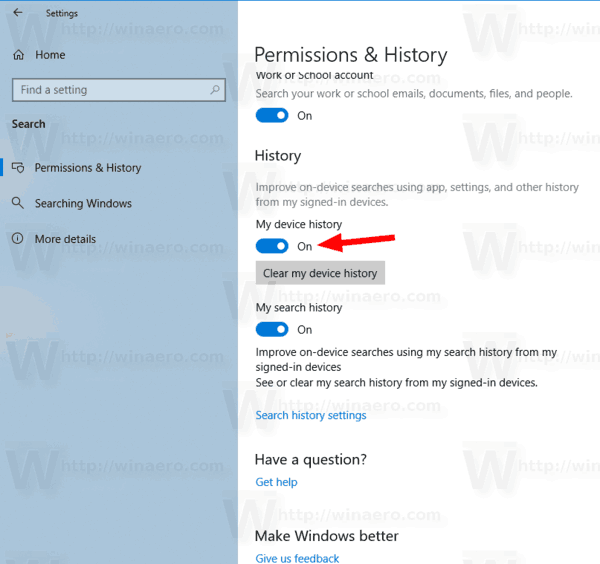 Windows 10 Отключить историю моего устройства