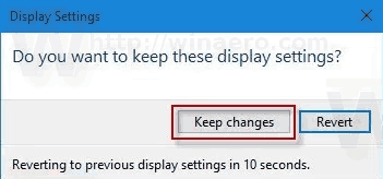 Разрешение экрана Windows 10 Сохранить изменения режима отображения