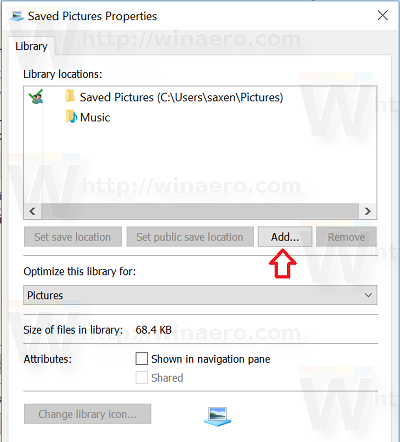 Add Folder To Library Button