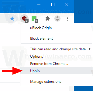 Enable Or Disable Extension Toolbar Menu In Google Chrome