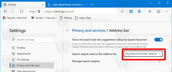 Enable Microsoft Search In Edge 2