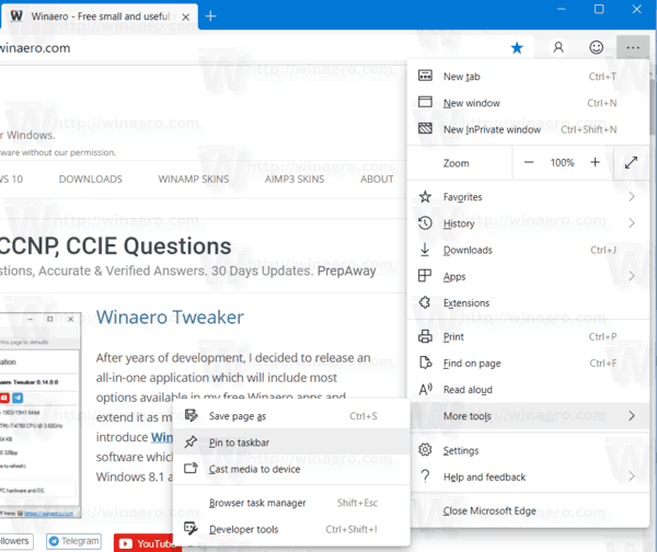 Microsoft Edge Chromium: Pin Sites To Taskbar, IE Mode