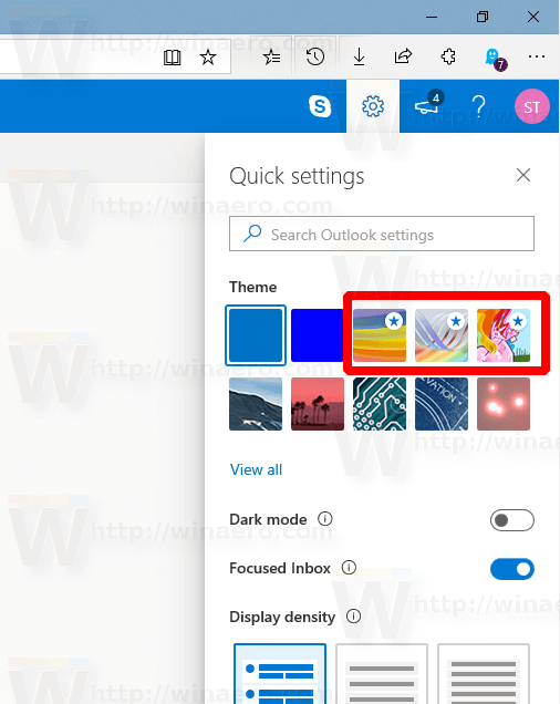 Outlook Com Theme Options