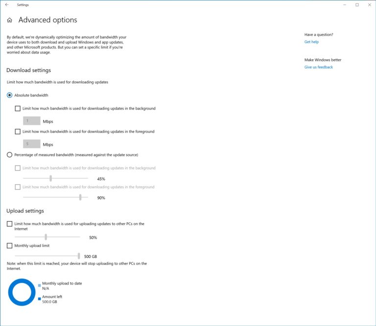 Windows 10 18917 Delivery Optimization Options