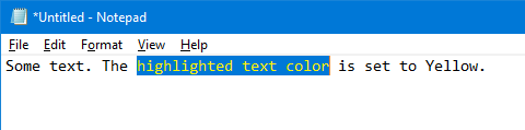 change selected text color in windows 10