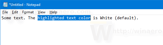 change selected text color in windows 10