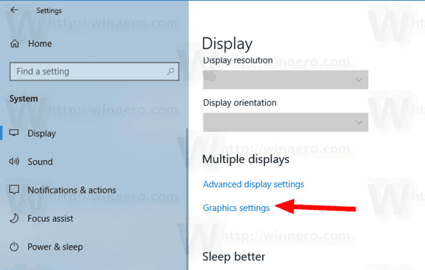 Windows 10 Graphics Settings Link