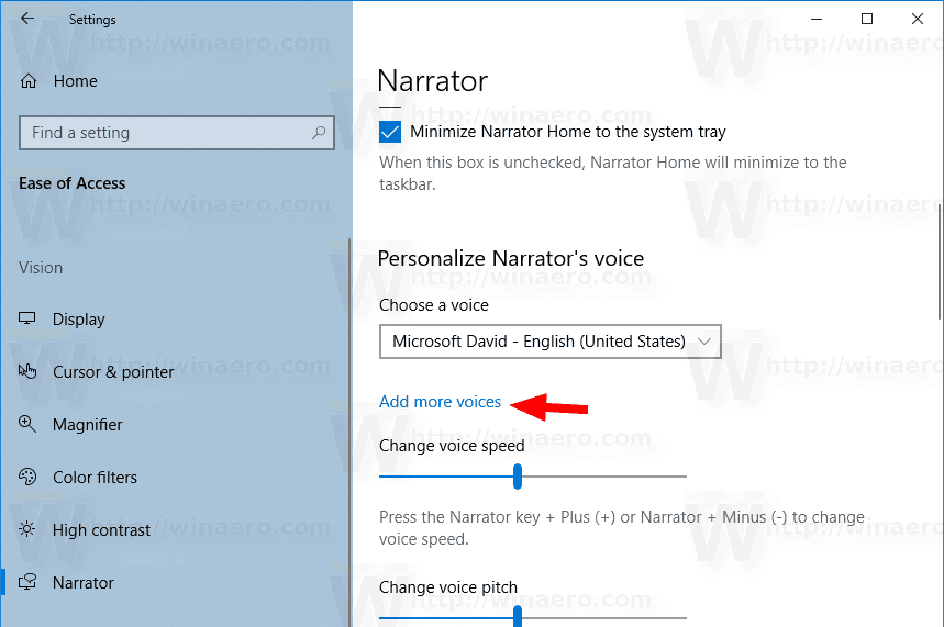 Windows 10 Add Speech Voice Narrator