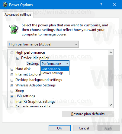 Windows 10 Device Idle Policy In Power Options