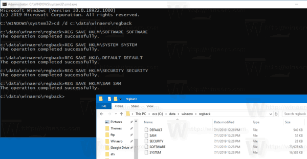 Windows 10 Manual Registry Backup