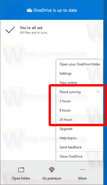 Windows 10 OneDrive Pause Syncing
