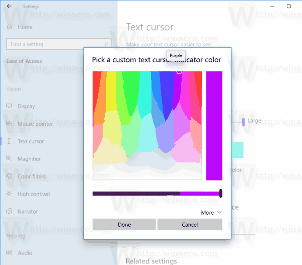 Windows 10 Text Indicator Color Set Custom Color 2
