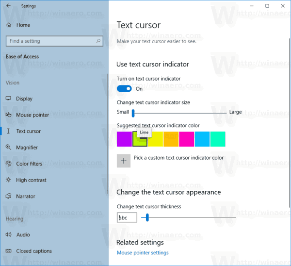 Windows 10 Text Indicator Color