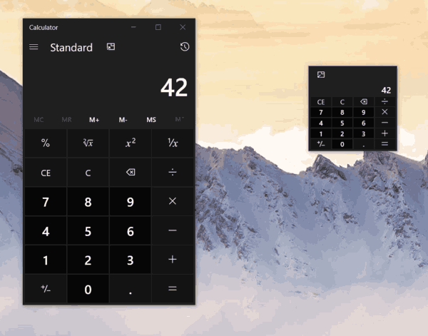 Windows 10 New Calc Size