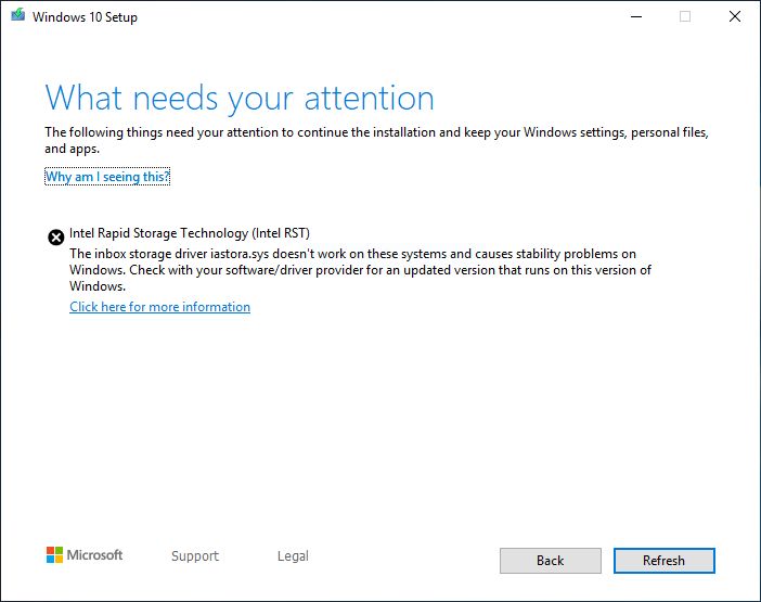 Intel Rapid Storage Driver Screen