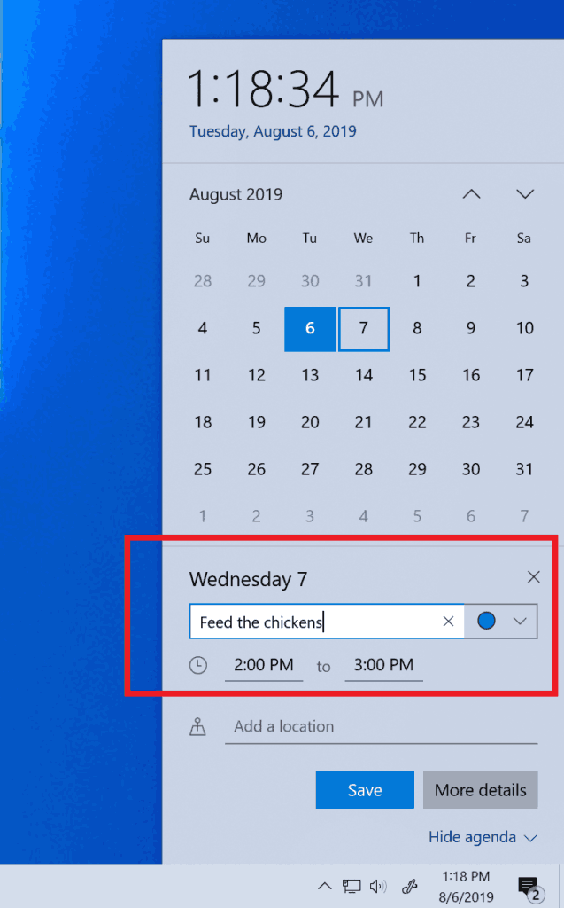 Calendar Create New Event