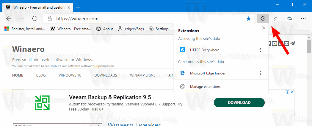 Edge Extension Menu