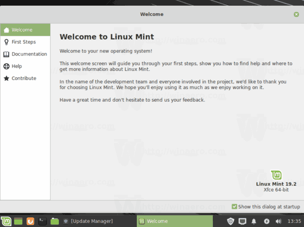 Linux Mint 192 Добро пожаловать