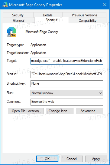 Microsoft Edge Enable Extension Hub Menu